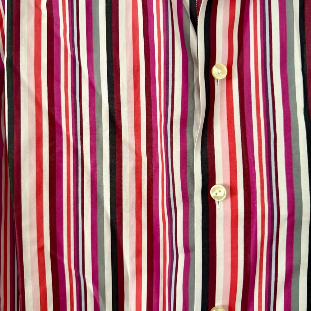 ETON Luxury Multi-Stripe Dress Shirt - Contrast Collar & Floral Cuffs Peacocking - Picture 2 of 6